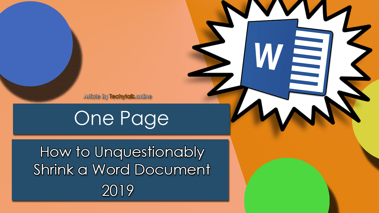 One Page - How to Unquestionably Shrink a Word Document 2019