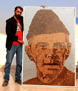 Local Artist Create a Portrait of Quaid-e-azam from One Rupee Coin