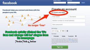 Facebook Quietly Ditched the 'It’s free and always will be' Slogan from its Homepage