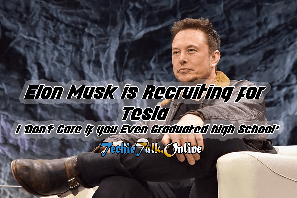 Elon Musk is Recruiting for Tesla: I ‘Don’t Care if you Even Graduated high School’
