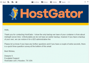 HostGator Reply on Mail